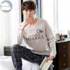 Autumn Winter Knitted Cotton Cartoon Men's Pyjamas Striped Pajamas Set Casual Male Sleepwear Pyjamas Night Pijamas 3XL Homewear
