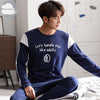 Autumn Winter Knitted Cotton Cartoon Men's Pyjamas Striped Pajamas Set Casual Male Sleepwear Pyjamas Night Pijamas 3XL Homewear