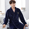 Men Casual Kimono Bathrobe Autumn Winter Flannel Long Robe Thick Warm Sleepwear Plus Size 3xl Nightgown Male Casual Home Wear