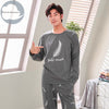 Autumn Winter Knitted Cotton Cartoon Men's Pyjamas Striped Pajamas Set Casual Male Sleepwear Pyjamas Night Pijamas 3XL Homewear
