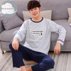Autumn Winter Knitted Cotton Cartoon Men's Pyjamas Striped Pajamas Set Casual Male Sleepwear Pyjamas Night Pijamas 3XL Homewear