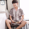 Summer Short Solid Sleeved Men Pyjamas Imitate Silk Polyester Men Pajama Sets Satin Pajama Lover Sleepwear Pajamas Nightgown 3XL