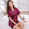 Summer Short Solid Sleeved Men Pyjamas Imitate Silk Polyester Men Pajama Sets Satin Pajama Lover Sleepwear Pajamas Nightgown 3XL