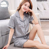 Summer Short Solid Sleeved Men Pyjamas Imitate Silk Polyester Men Pajama Sets Satin Pajama Lover Sleepwear Pajamas Nightgown 3XL