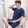 Summer Short Solid Sleeved Men Pyjamas Imitate Silk Polyester Men Pajama Sets Satin Pajama Lover Sleepwear Pajamas Nightgown 3XL