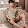 Summer Short Solid Sleeved Men Pyjamas Imitate Silk Polyester Men Pajama Sets Satin Pajama Lover Sleepwear Pajamas Nightgown 3XL