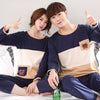 Autumn Winteter Long-sleeved Men's Cotton Pajamas Letter Striped Cartoon Pajama Sets Casual Men Pyjamas Plus Size 3XL Pijama Set