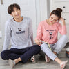 Autumn Winteter Long-sleeved Men's Cotton Pajamas Letter Striped Cartoon Pajama Sets Casual Men Pyjamas Plus Size 3XL Pijama Set