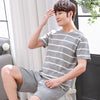 Autumn Winteter Long-sleeved Men's Cotton Pajamas Letter Striped Cartoon Pajama Sets Casual Men Pyjamas Plus Size 3XL Pijama Set